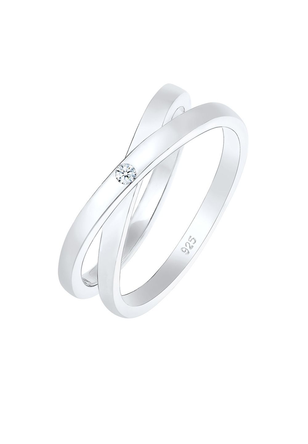 Elli DIAMONDS Ring Dames Wikkeloptiek met Diamant (0,02 ct.) in 925 Sterling Zilver