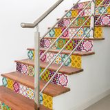 Ambiance ADAMARIS Zelfklevende stickers voor traptreden en stootborden - Multi color - 2 stroken van 19,5 x 136,5 cm