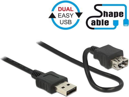 Delock USB 2.0 A Male - USB 2.0 A Male 0.2m Zwart