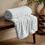 Catherine Lansfield Cosy Ribstof Faux Fur Soft Deken 130x170 cm Grijs