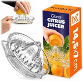 KADAX Citruspers van natrium- en calciumglas met schenktuit - handleiding voor citroenen, sinaasappels en limoenen (transparant)