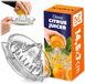 KADAX Citruspers van natrium- en calciumglas met schenktuit - handleiding voor citroenen, sinaasappels en limoenen (transparant)
