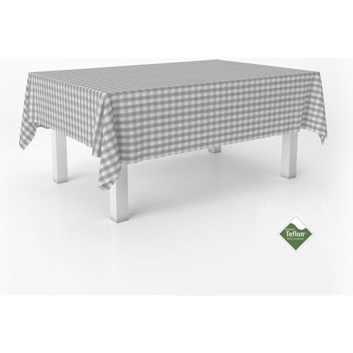 Vichy Tafelkleed - Vuilafstotend - Rechthoekig - 250 x 140 cm - Lichtgrijs