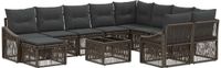 vidaXL Tuinbank - Set - 11 - st - Grijs - poly - rattan