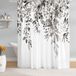 M&W DAS DESIGN Rideau de douche 180x200cm, Décoration de plantes, Fleurs, Feuilles, Gris, 100% Polyester, Inclus 12 crochets