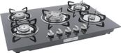 StarTech Gasfornuis - Inbouw gasfornuis met 5 branders - Gehard glas, 77x51 cm - Veiligheidsvoorziening - Automatische ontsteking - Zwart