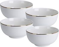 Excellent Houseware Koopman International Kommetje/serveer schaaltje - 8x - wit met gouden rand - D14 x 7 cm - porselein - ontbijt/hapjes - stapelbaar - Soepkommen