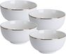 Excellent Houseware Koopman International Kommetje/serveer schaaltje - 8x - wit met gouden rand - D14 x 7 cm - porselein - ontbijt/hapjes - stapelbaar - Soepkommen