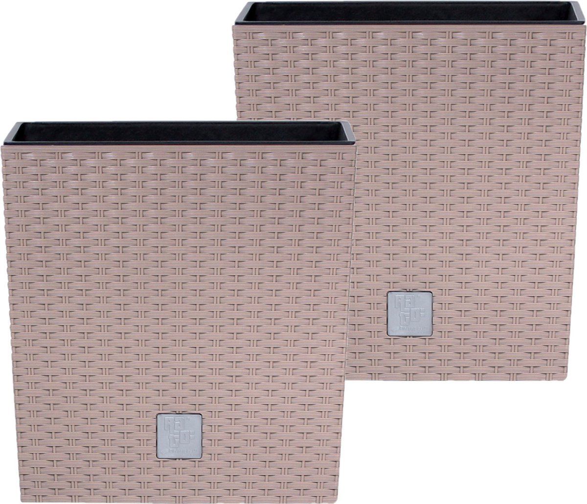 Prosperplast Rato Rotan Bloempotten Set - 2x 20cm - Taupe - Binnen & Buiten