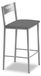 Tabouret de cuisine avec dossier, revêtement en similicuir, couleur graphite, 90 cm