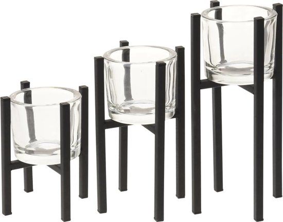 Theelichthouders - 3 stuks - metaal - multi