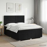 vidaXL Boxspringbed met matras, zwart, 140 x 200 cm, gestoffeerd