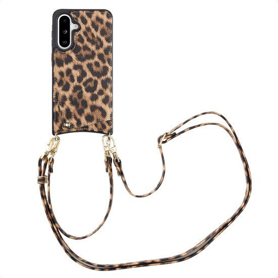 Selencia Hoesje - Geschikt voor Samsung Galaxy A36 / A56 (5G) - Backcover met koord en pashouder - Leopard