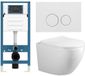 Adema Salina 2.0 Toiletset - 48.5x36x32cm - diepspoel - spoelrandloos - QeramiQ inbouwreservoir - softclose - quickrelease - toiletzitting - mat witte metalen bedieningsplaat - ronde knoppen - wit
