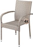 Casaria Tuinstoelen Stapelbaar – Set van 4 – 90x56x60 cm – Creme