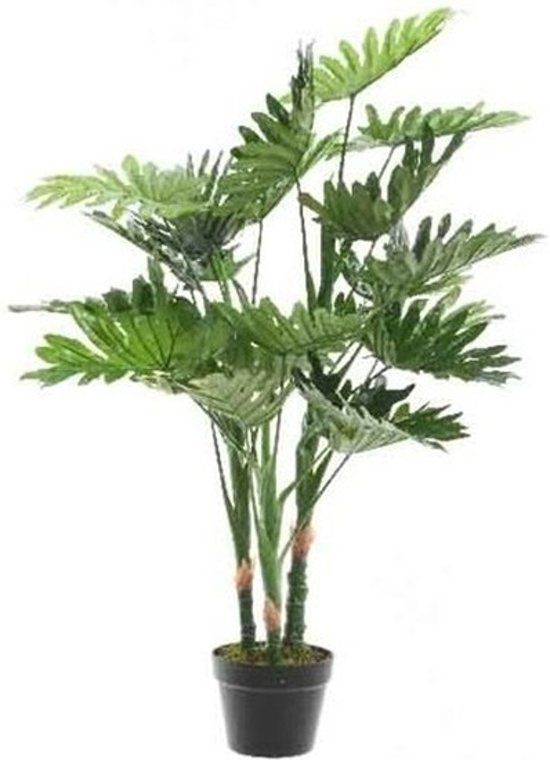 Shoppartners Groene Philodendron Monstera/gatenplant kunstplant 100 cm - Zwart