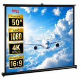 Pyle 50" Draagbaar Projector Scherm - Roll-Up Tripod Manual Scherm, Voor Film, Home Cinema, Kantoor, Bruiloften, Snelle Montage - PRJTP53