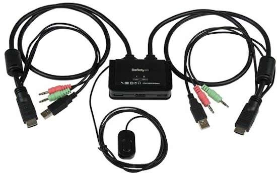 StarTech.com .com 2-poorts USB HDMI-kabel KVM-switch met audio en remote switch met USB-voeding