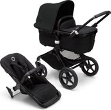 Bugaboo Fox 3 Kinderwagen 2-in-1 - Zwart Chassis, Zwarte Bassinet & Zonnekap