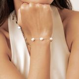 Hey Happiness Parel Armband Dames - RVS - Zilver - Minimalistische Parelarmband - Waterproof - Verstelbaar - Cadeau Voor Haar