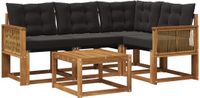 vidaXL Hoek loungeset 5-delig Acaciahout Naturel en Zwart