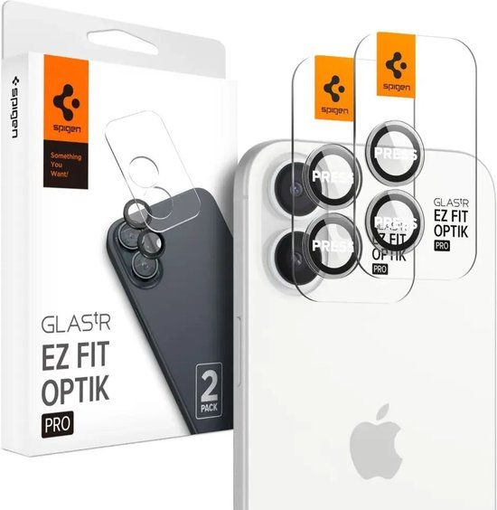 Spigen Camera Lens Protector Geschikt voor iPhone 17 / 16 / 16 Plus - Glas.tR EZ Fit Optik Pro - 9H Tempered Glass - Gemakkelijke Installatie - Transparant 2-Pack