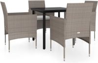 vidaXL 5-delige Tuinset met kussens beige en zwart