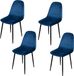 Urban Living Inoui Set van 4 Blauwe Fluweel Stoelen met Zwarte Metalen Poten