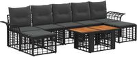vidaXL Tuinbank Set 8-delig Zwart en Donkergrijs Polyrattan