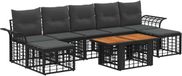 vidaXL Tuinbank Set 8-delig Zwart en Donkergrijs Polyrattan