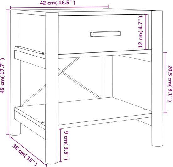vidaXL Nachtkastjes 2 stuks 42x38x45 cm Bewerkt Hout Zwart