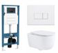 QeramiQ Dely Swirl Toiletset - inbouwreservoir Qeramiq Flush - slim zitting - kunststof glans witte bedieningsplaat - rechthoekige knoppen - glans wit