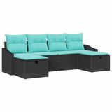 vidaXL - Tuinbank - Set - 2 zitplekken - Zwart - Polyrattan