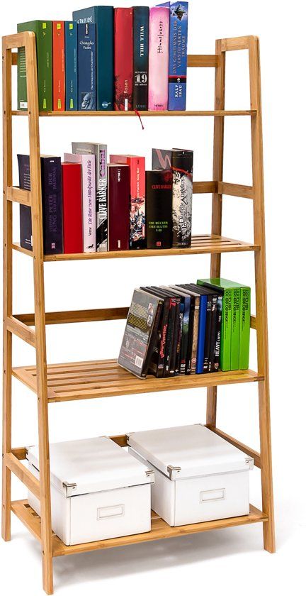 Relaxdays Boekenkast Bamboe - Boekenrek - Opbergrek - Wandrek - Hout