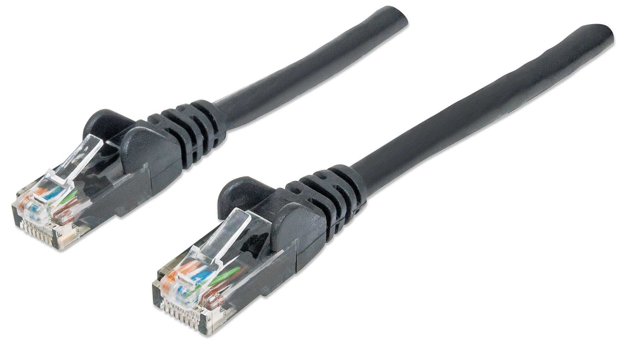 Intellinet Network Patch Cable, Cat6, 1m, Black, CCA, U/UTP, PVC, Gold Plated Contacts, Snagless, Booted, Polybag