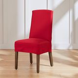 Surefit Cove Katoenen canvas korte eetkamerstoelhoezen, eetkamerstoelhoes met 15,5 cm rok, afneembaar en machinewasbaar, set van 2 eetkamerstoelhoezen, Claret