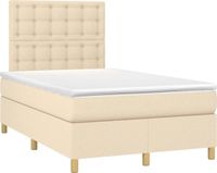 vidaXL Boxspringbed met matras, stof, crèmekleurig, 120x190 cm