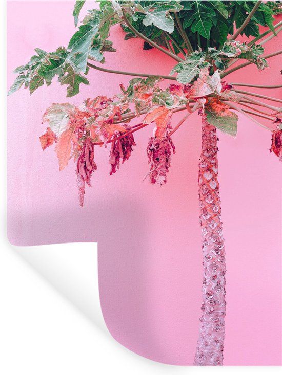 StickerSnake Muursticker - Palmboom - Roze - 30x40 cm