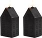 Anna's Collection LED kaars huisje - 2x - zwart - H15 cm - met timer - op batterijen