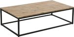 Elegante, moderne bijzettafel van acaciahout en metaal, eigentijdse stijl, salontafel, 115 x 65 x 32,5 cm, bruin en zwart