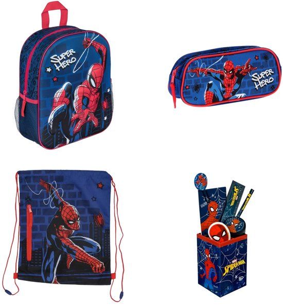 Spider-Man Back to School Set; 3D Rugzak, Etui, Gymtas en Schrijfwarenset