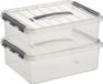 Sunware 2x Sunware Q-Line Opbergbox - 10L - 40x30x11cm - Transparant/Zilver