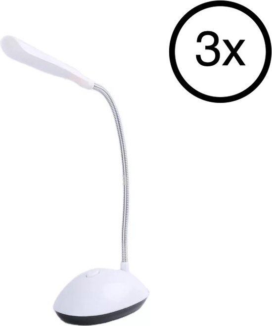 Fit Junkies Bureaulamp - 3 Stuk(s) - Led - Wit - 360° - Roterend - Bureau Lamp