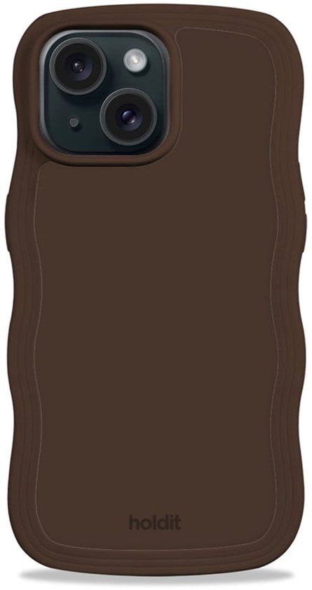 Holdit Wavy Case geschikt voor Apple iPhone 17e / 16e / 15 / 14 / 13 - Chocolate