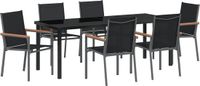 vidaXL Tuinset, 7-delig, Zwart, Gepoedercoat Staal