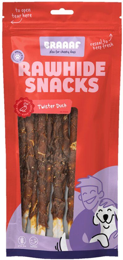 Braaaf Hondensnack Rol Sticks Eend 25 cm - 10 x 240 gr - Voordeelverpakking