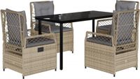 vidaXL Ensemble de jardin 5 pièces Poly rotin beige avec coussins