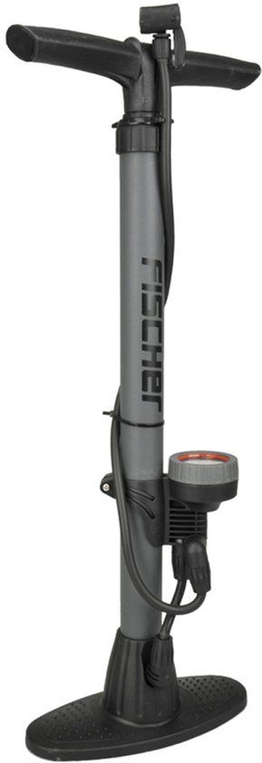 Fischer MTS MarkenTechnikService Fietsvloerpomp voor alle ventielen, Grijs/Zwart