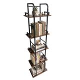 Relaxdays staand rek, HBT: 143 x 38 x 24 cm, 5 open planken, bijzetrek voor woonkamer, keuken, hal, zwart/bruin
