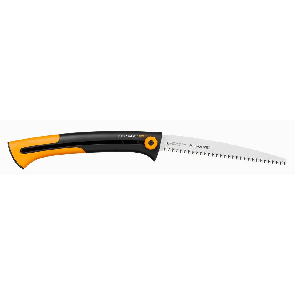 Fiskars Grote handzaag voor jong hout, grofgetand, bladlengte: 25,5 cm, opvouwbaar, roestvrij staal/kunststof, zwart/oranje, Xtract, SW75, 1000614